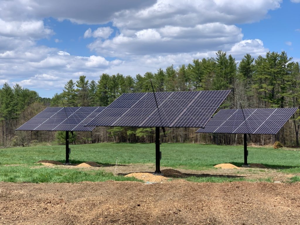 A three Tracker installation in at a Plainfield, NH farm gearing up for planting season