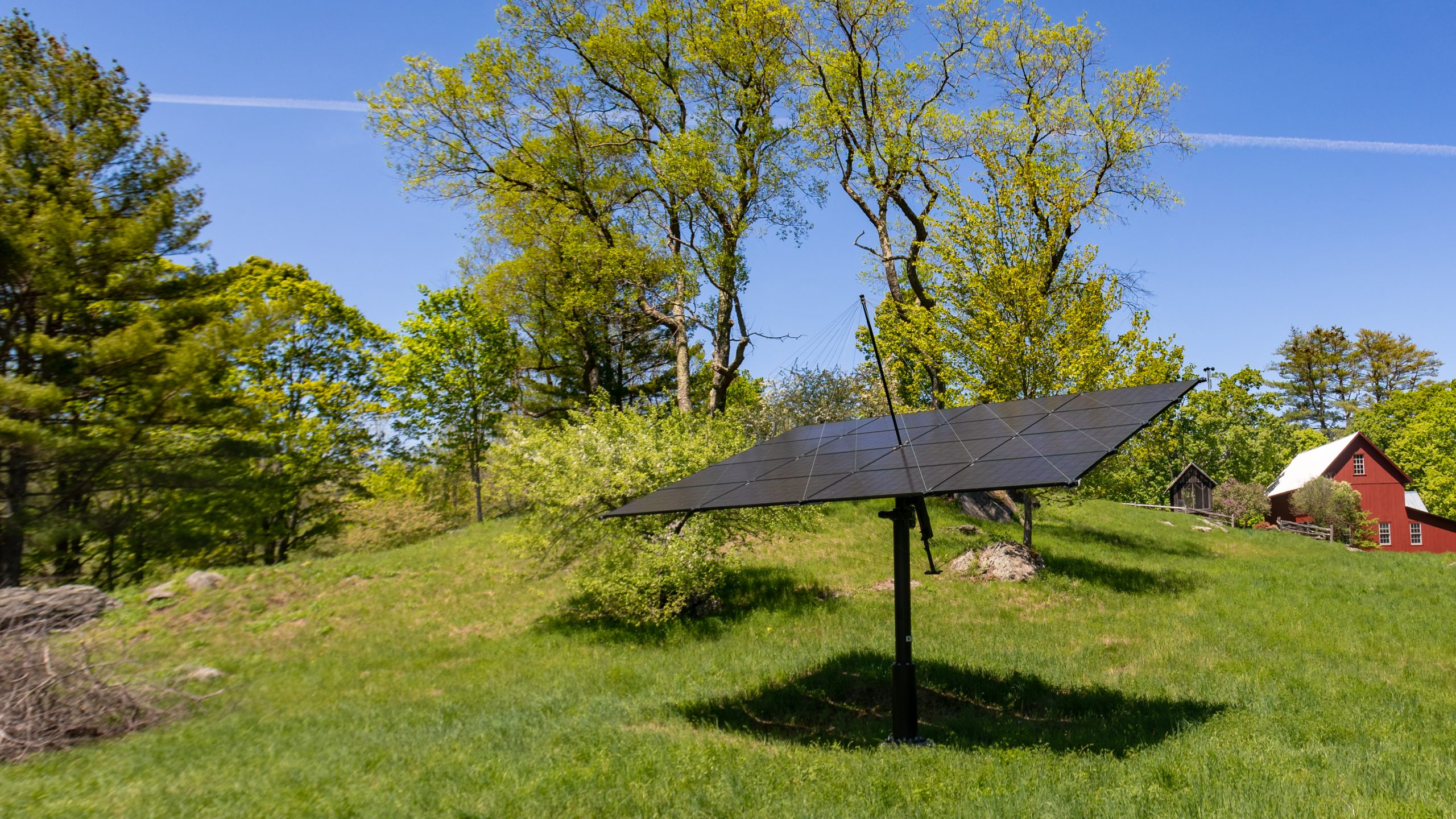 Solar tracker in a field